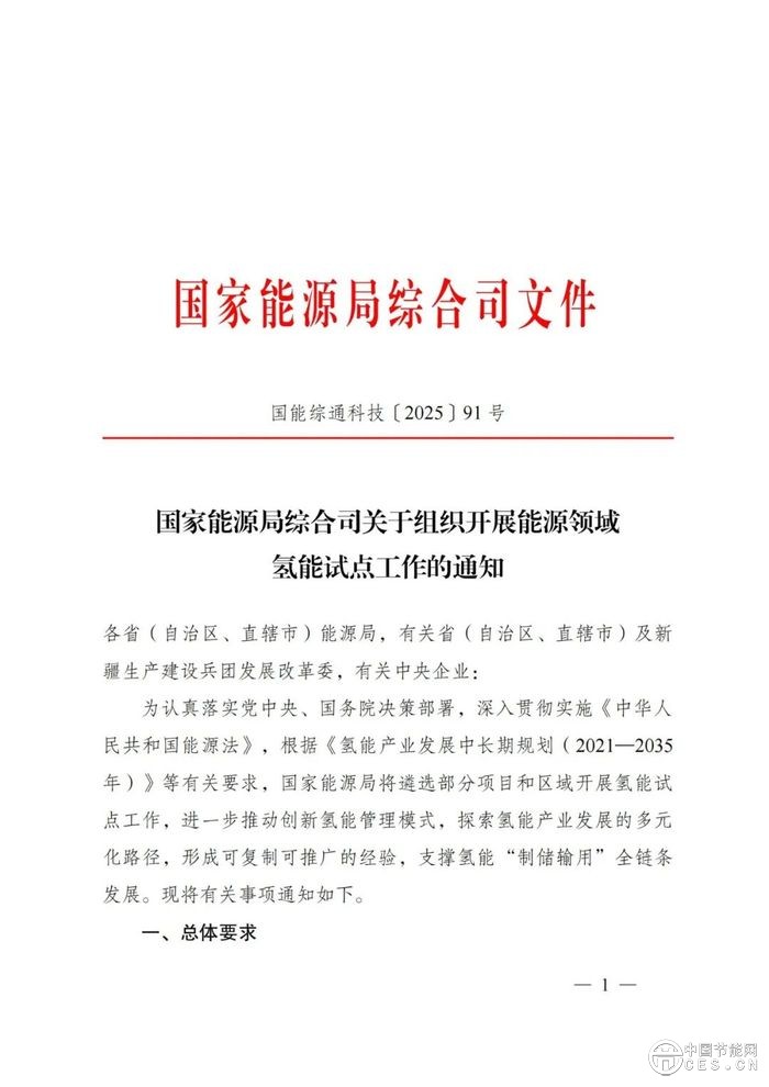 國(guó)家能源局：組織開(kāi)展能源領(lǐng)域氫能試點(diǎn)工作